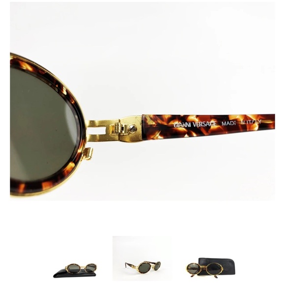 VINTAGE Gianni Versace Gold Frame Sunglasses with Brown Prescription Lenses - Picture 10 of 16